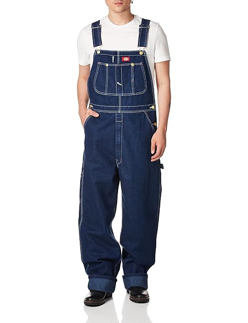 Dickies Mens Big Indigo Bib Overalls and Coveralls Workwear Apparel, Washed Indigo Blue, 50W x 30L US