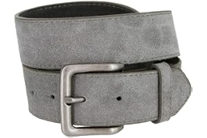 BELTS.COM Square Buckle Casual Jean Suede Leather Belt 1 1/2" Wide