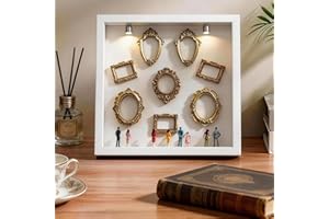 DIY Mini Museum Silhouette Box – Shadow Box Frame Kit with Gold Mini Frames & Figurines, DIY Photo Family Memory Display Case