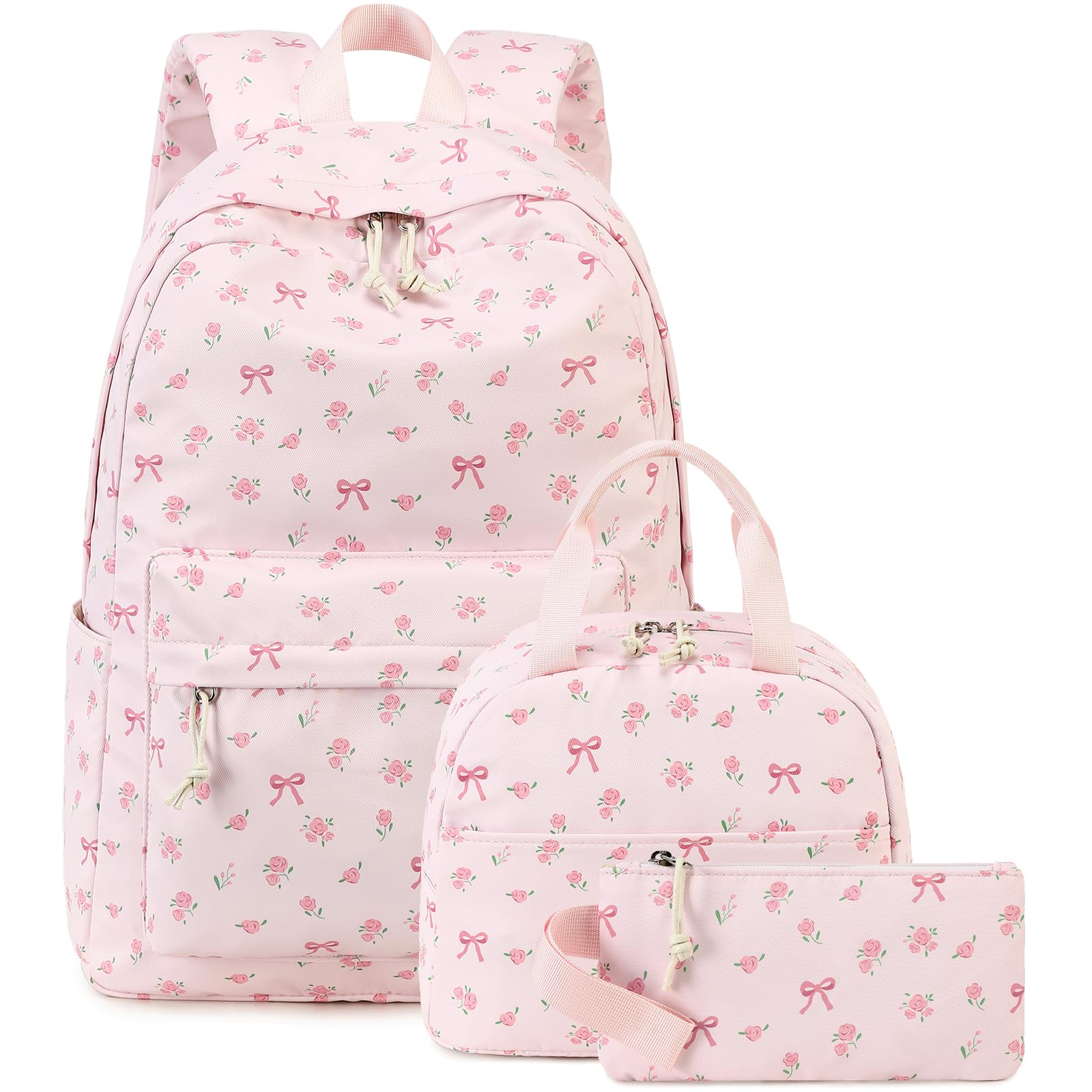 Photo 1 of Bluboon Teen Girls School Backpack Kids Bookbag Set with Lunch Box Pencil Case Travel Laptop Backpack Casual Daypacks (Pink bow tie)