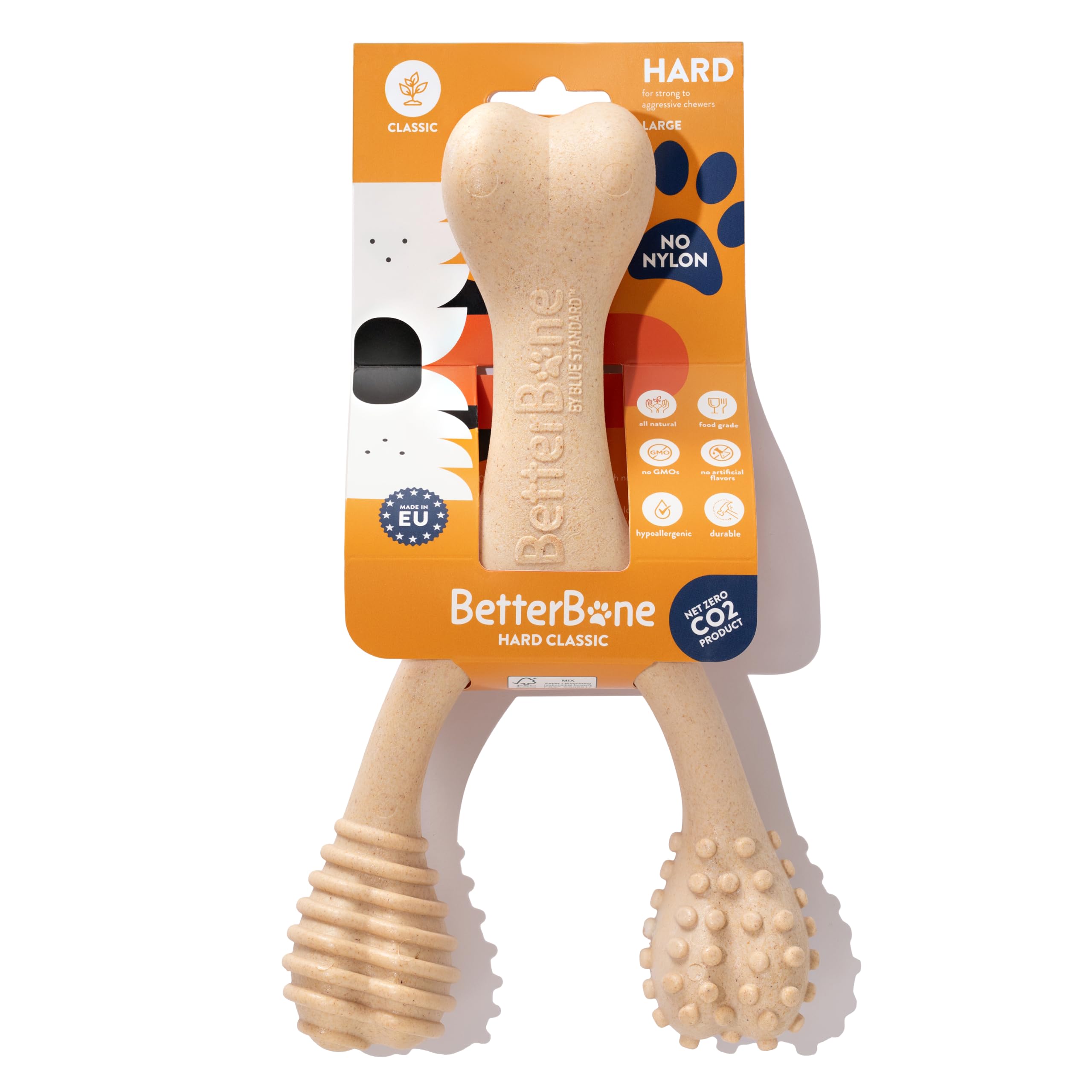 BetterBone Tough Dental Chew Bone Toy for Dogs Strong Fun Interactive Chewing Playing Heavy Duty Long Lasting Hypoallergenic for Aggressive Chewers