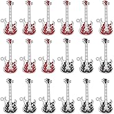 SUNNYCLUE 1 Box 20Pcs Guitar Charm Music Instrument Charms Black Red Alloy Metal Enamel Electric Music Charm for Jewelry Making Charms Supplies DIY Crafting Decor Necklace Bracelet Earring Keychain