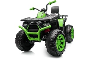 Hikiddo Kids ATV 4 Wheeler, 24V 4WD Electric ATV Ride On Toy for Big Kid w/ 2-Seater, 4x200W Motor, 5.6Mph Max Speed - Green