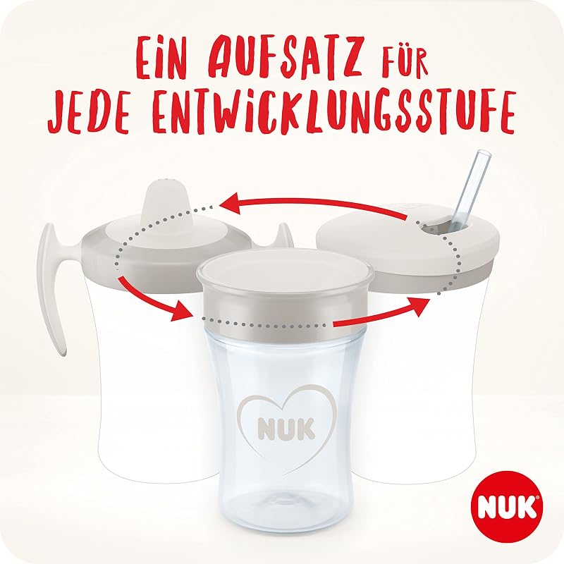 3-in-1 Trinklernset mit Trainer Cup Schnabeltasse (6+ Monate), Magic Cup 360° Trinklernbecher (8+ M) & Action Cup Trinkflasche Kinder (12+ M) | 230 ml | gelbe Katze