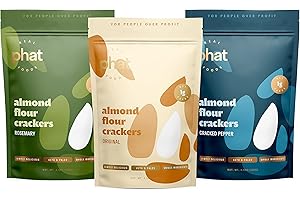 Almond Flour Crackers by Real Phat Foods - Low Carb, Gluten-Free Keto Crackers - Variety Pack of 3 (Original, Rosemary, Pepper)