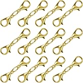 50PCS Double Lobster Clasps Gold Necklace Extender for Women Lobster Claw Clasp Connector Chain Extension Bracelet Clasps and Closures for DIY Jewelry Making