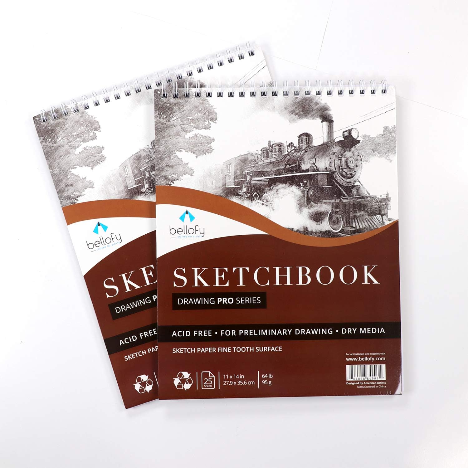Bellofy 2 x Large Sketchbook 11x14 Inch Artist Sketch Pad with 25