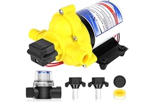 AOWOIL 2088-554-144/2088-403-144 Fresh Water Pump,12 VDC,3.5 Gallons Per Minute,45 Psi,1/2MNPT Connection,Water Delivery Pump for RV or Marine Use,No Noise,Includes Detachable Filters!
