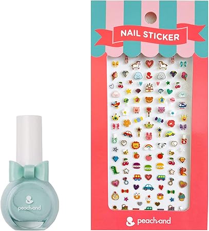 Amazon Peachand ピーチアンド プリンセスネイルカラー 子供用 マニキュア ネイルシール ネイルステッカー セット ミント 安全成分 キッズコスメ プレゼント ギフト用 子供化粧品 子供メイク 人気 おしゃれ 子供コスメ かわいい メイクアップ おもちゃ