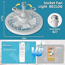 BECLOG Socket Ceiling Fan with Light, Ceiling Fan