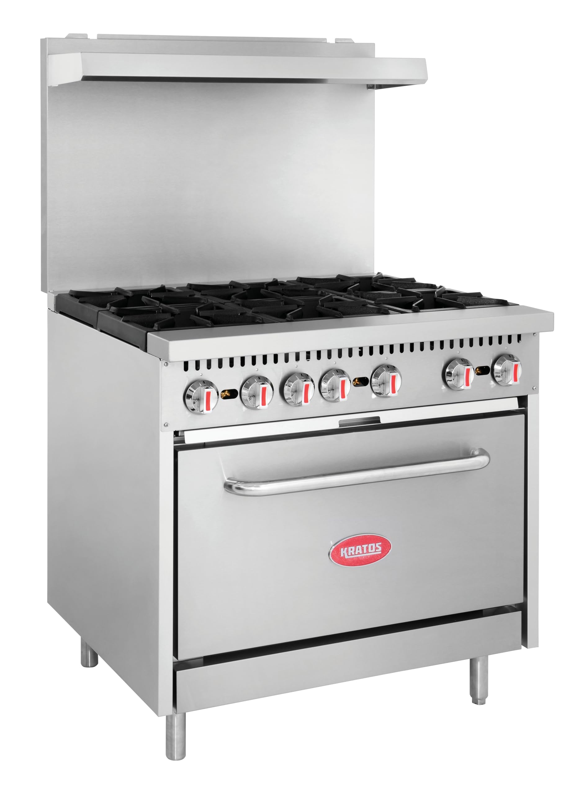Photo 1 of ***SIMILAR ITEM/FACTORY SEALED***
Kratos 36" Commercial Gas Range & Oven, 6 Burners and Full Size Oven, Liquid Propane, 210,000 BTU Output, Freestanding Gas Range for Restaurants (29Y-044-LP)