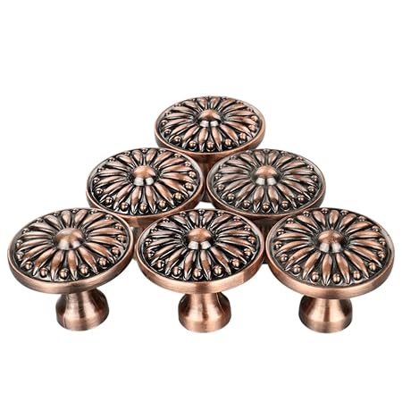 Vintage Cabinet Door Knobs Maikehome Red Copper Flower Round