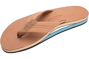 Rainbow Sandals Men's Leather Double Layer with Arch Wide Strap