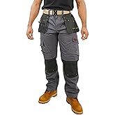Tradies ProTech Utility Work Pants - Built-in Multi-Use Pockets + Knee Pad Protection Pockets.…