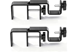 MIMIIO Outside Mounted Blinds Curtain Rod Bracket, 1.3-2" Adjustable, No Drilling Curtain Rods Holder for Over Blinds, Easy Install Tool-Free Hand-Twist Screws & Anti-Slip Square Base (Set of 2, Matte Black)