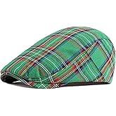 DIYDECAL Plaid Newsboy Hats Retro Flat Cap Gatsby Cabbie Driving Hat for Mens Womens