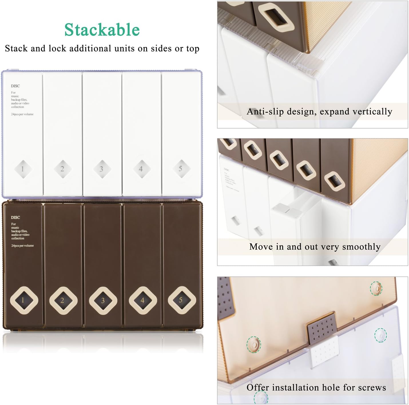 AhfuLife CD Storage Box, Large DVD Storage Boxes, Colorful Space-saving Album CD or DVD Organiser Holds Up to 120 Disks - Image 4