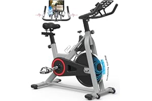 GEONEO Exercise Bike, Exercise Bike for Home, Stationary Indoor Cycling Bike Cardio Gym with pad Holder and LCD Monitor,Silent Belt Drive & 35 LBS Flywheel