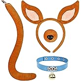 itswordpiz Dog Ears Headband and Tail Nose Blue Collar Set Dog Ears Costume, Brown Puppy Costume Accessories for Women Adult Halloween Animal Cosplay Party Supplies