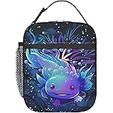 VODRM Axolotl Lunch Box for Kids,Cute Animal Insulated Bag for Student,Dark Blue Reusable Thermal Insulation Cooler Tote Bags for School Work Picnic Camping Outdoor Gifts