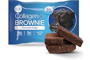 321GLŌ 321glo Collagen Protein Brownie | Gluten Free, Low Sugar | Keto Snack for Women, Men, & Kids | 16g Protein, 6g Collagen | 12 Pack (Chocolate Fudge)