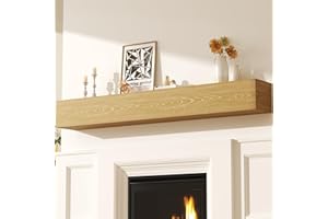 CRAFTEASE Fireplace Mantel, 60 Inch Solid Wood Mantels for Over Fireplace 5" Thick Wall Mounted Shelves Long Floating Farmhouse Shelf Handcrafted Wooden Fireplace Mantle 60 X 8 X 5 - Rustic Natural