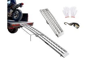 GORKETT Bike Ramp 7.5FT Motorcycle Ramp for Pickup Truck Loading Ramp with Strap 750LBS Heavy Duty Truck Ramp 1PC 89 * 12" Aluminum Dirt Bike Truck Trailer Shed Ramp Silver Portable Ramp with Handle Buckle