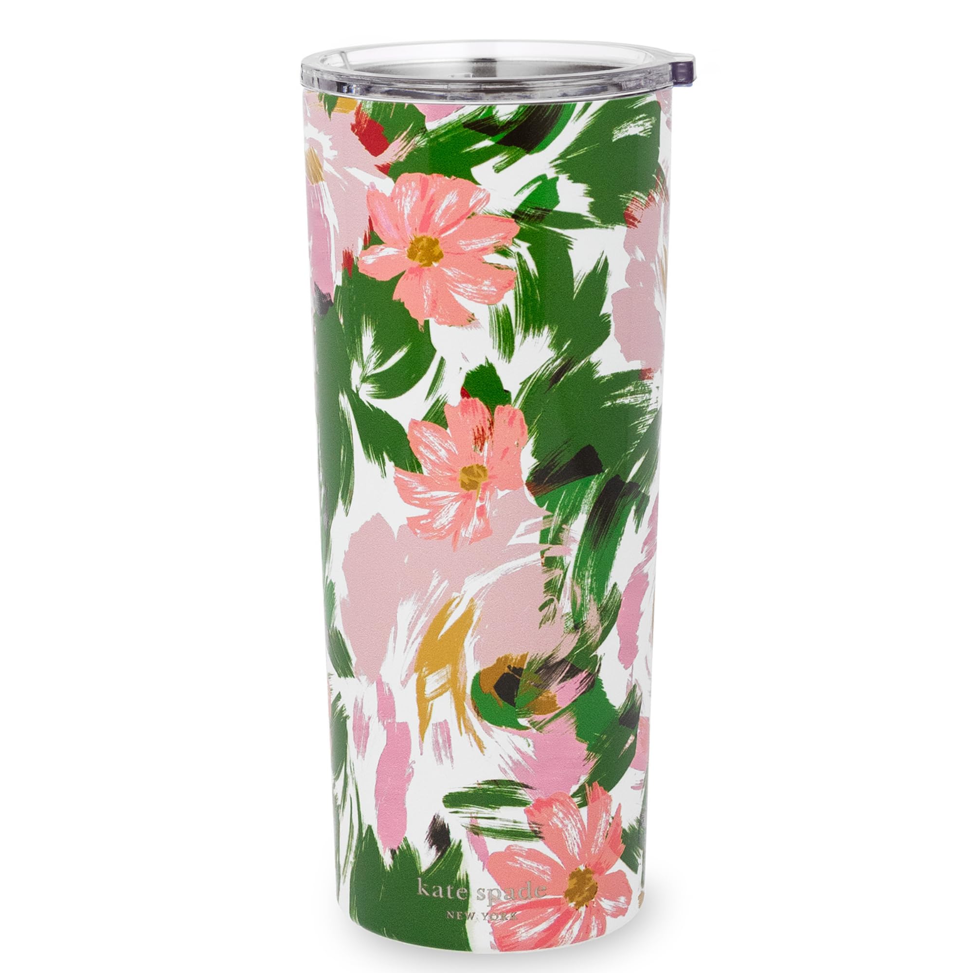 Kate Spade New York Insulated Stainless Steel Tumbler, 24 Ounce Double Wall Travel Cup with Lid, Christmas Bulbs