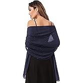 Gzcvba Shawls and Wraps for Evening Dresses Sheer Chiffon Women Elegant Soft Silky Sparkly Wedding Bridal Scarf