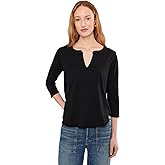 Mod-O-Doc Womens 3/4 Sleeve Split Neck Mandarin Tee