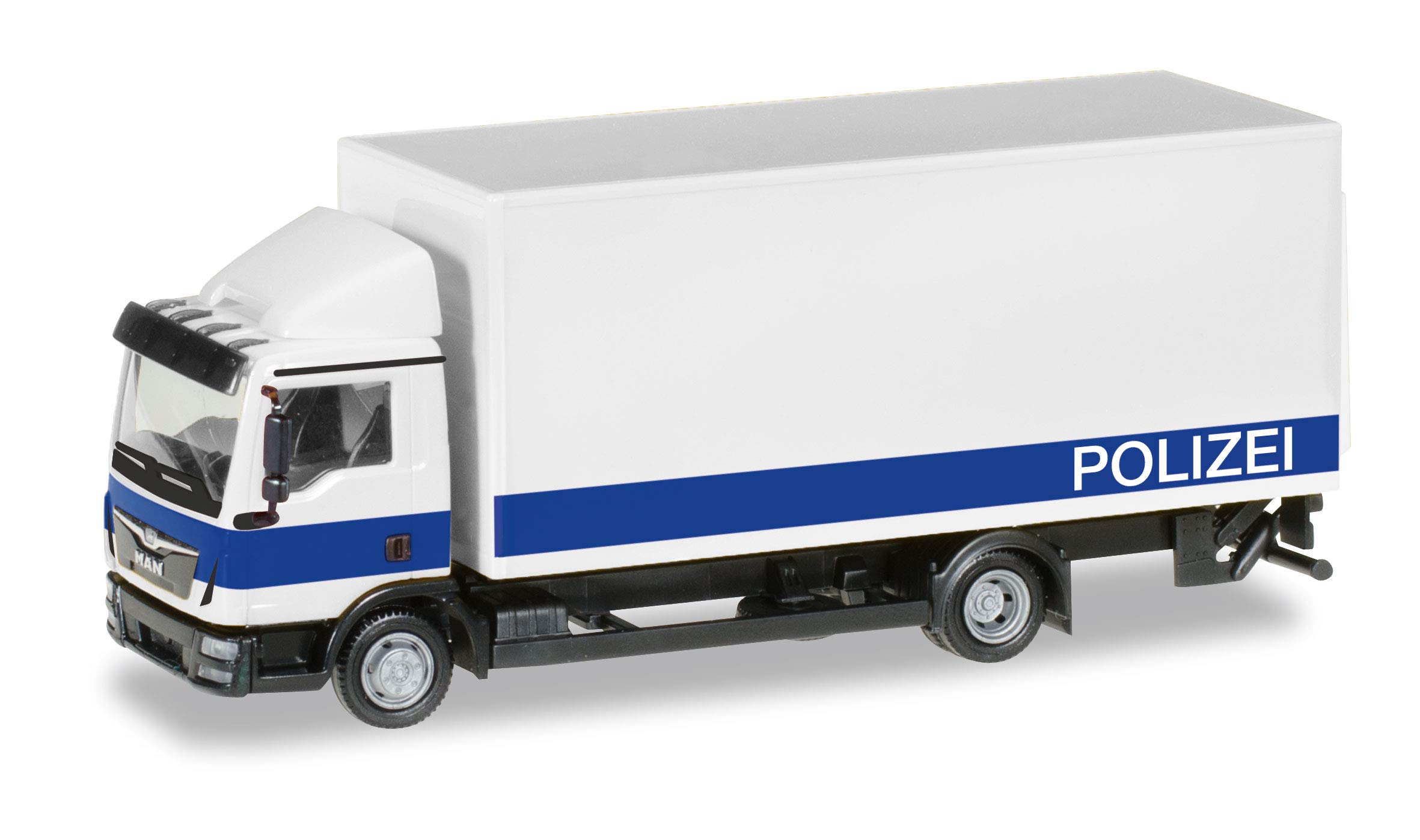 herpa MAN TGL pickup truck with rear elevator Brandenburg Police/Logistics