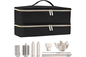 Wjiang Carrying Case for Shark Flexstyle, Double-Layer Travel Case for Supersonic Hair Dryer/Airwrap, Waterproof Storage Case Travel Organiser Bag for Shark Speedstyle HyperAir Dryer (Black)