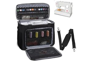 ITHWIU Sewing Machine Carrying Case with Multiple Storage Pockets for Accessories, Universal Tote Storage Bag Compatible with Most Standard Singer, Brother, Janome, Black