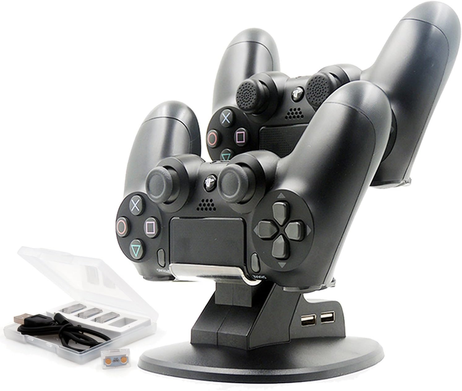 PS4 Controller Charger Stand Adapter - ROKKES Dual USB Docking Station Kit, New Quick Solt Design For Women Girls Kids，BEST Sony Playstation 4 PS4 / PS4 Pro / PS4 Slim Controller Adapter Accessories