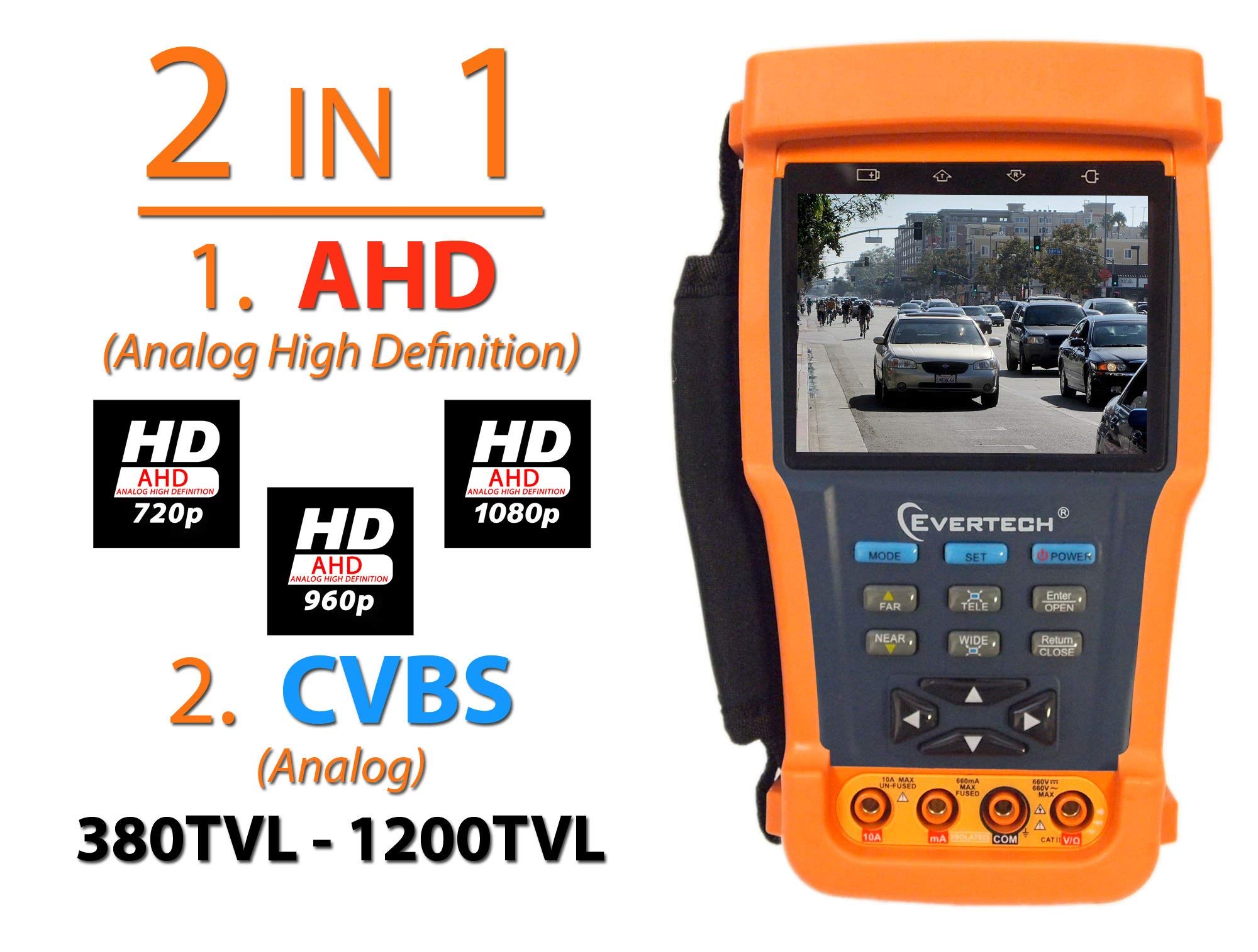 Evertech CCTV Tester Pro 3.5” TFT LCD Monitor Video Tester, PTZ Tester