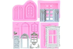 Mujiang Enchanted Vintage Fairy Garden Fairy Gnome Home Window Door Silicone Chocolate Fondant Molds for Cake Decorating Cupc
