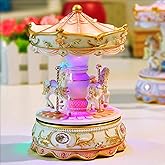Dragon-Hub Music Box 3-Horse Carousel Gifts for Kids Children Girls Christmas Birthday Valentine's Gifts Decorations Melody Carrying You from Castle in The Sky (Laputa)
