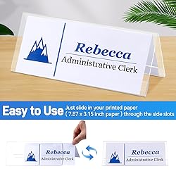 Set of 12 Acrylic Name Plates for Desks 3.15" x