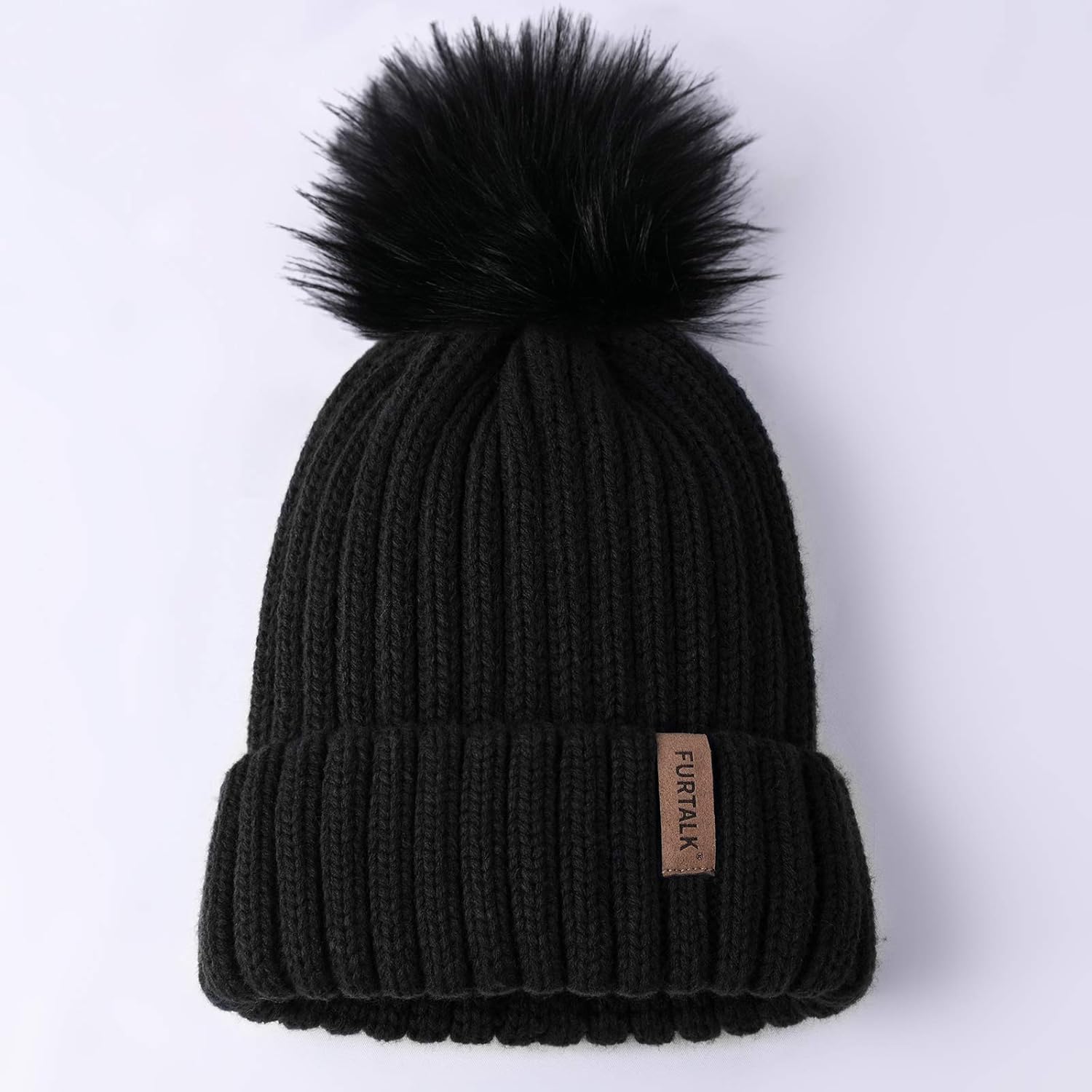 FURTALK Womens Winter Knitted Beanie Hat with Faux Fur Pom Warm Knit Skull Cap Beanie for Women at  Women’s Clothing store