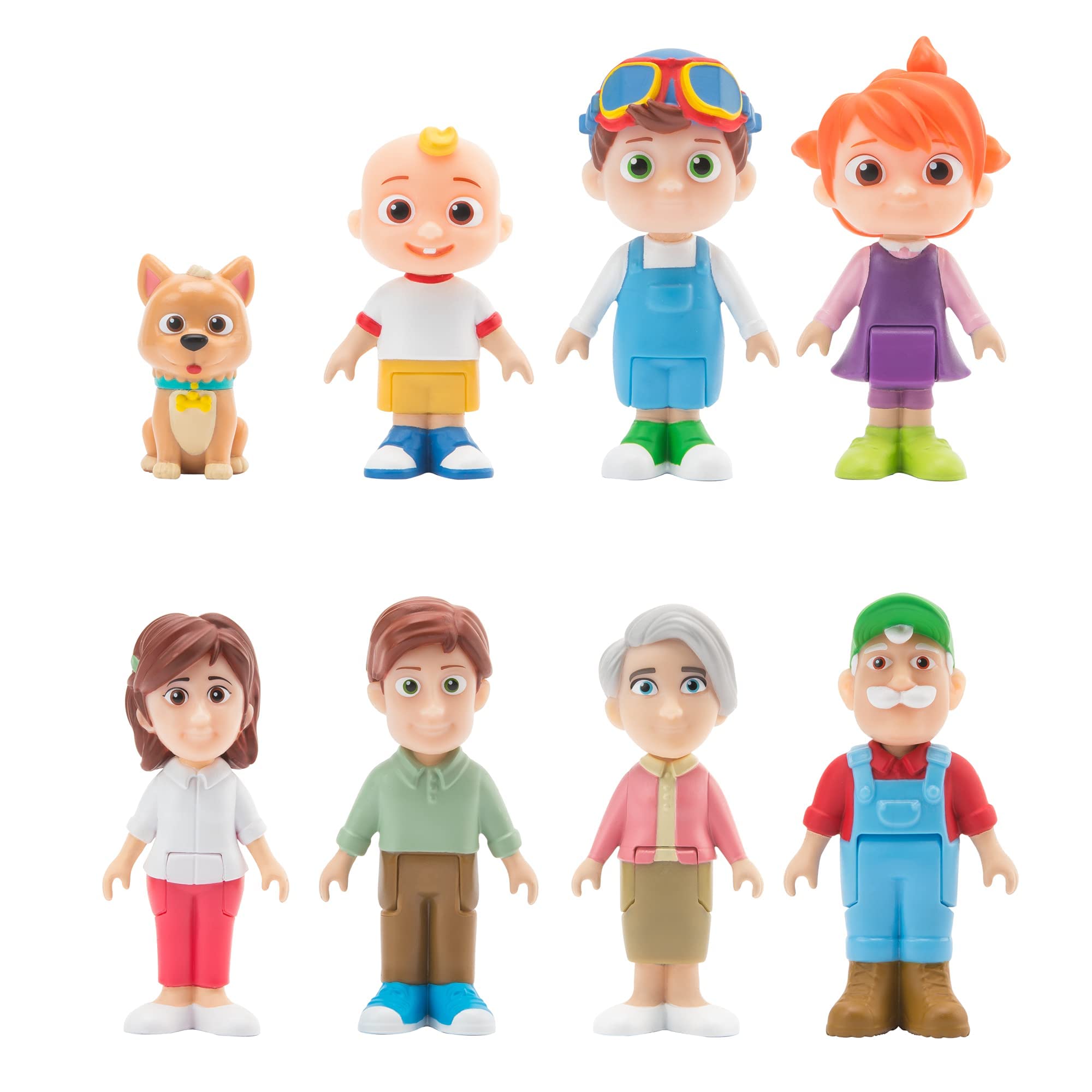 CoComelon Deluxe Family 8 Figure Set - Includes JJ, Tom Tom, Yoyo, Bingo, Dad, Mom, Grandpa, Grandma- Toys for Preschoolers