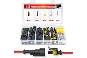 Nilight 120PCS 1 Pin Electrical Connector ‎Plug Male Female Terminal Wire Connectors Waterproof One Way Automotive Connect Se