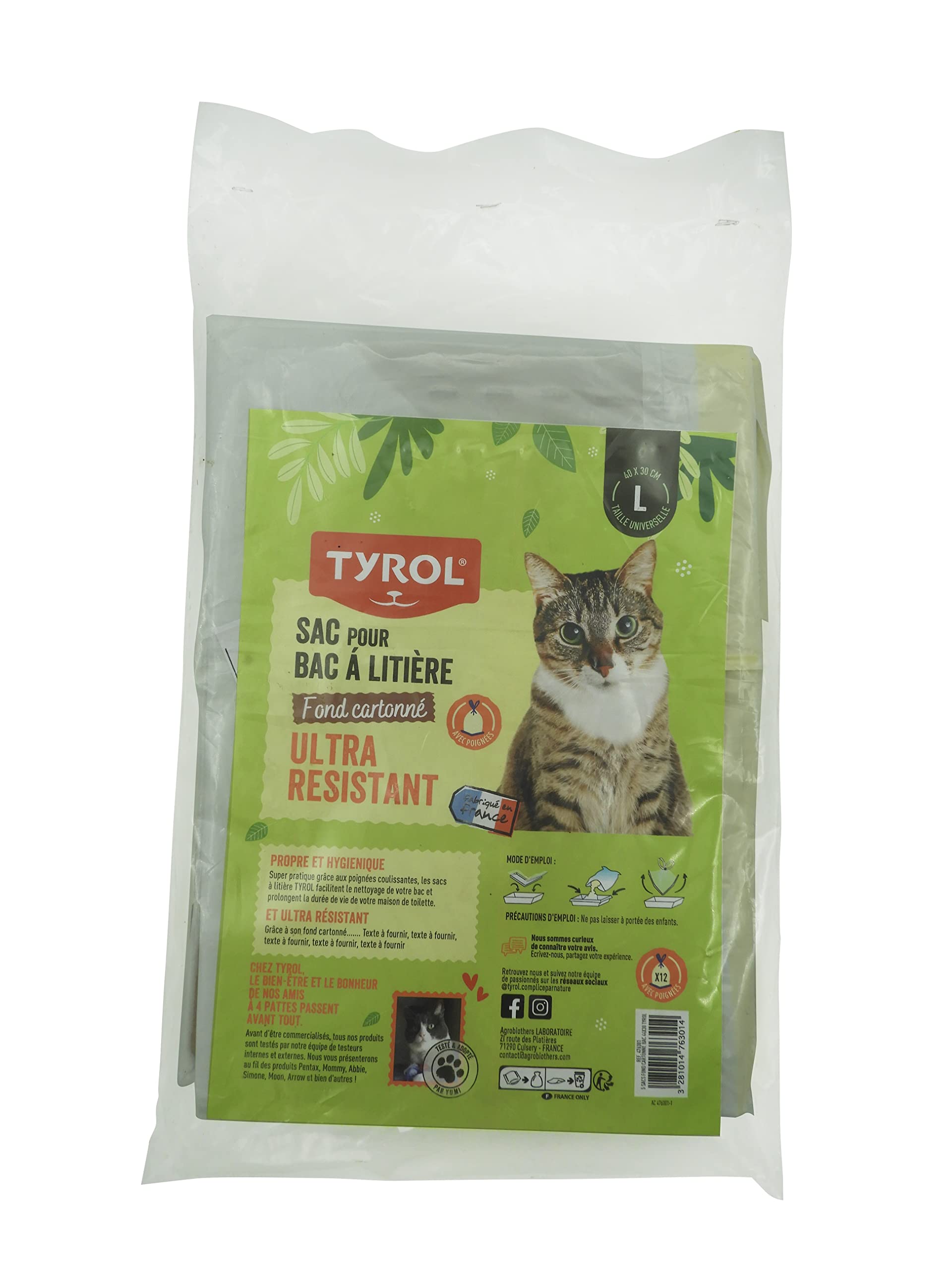 Tyrol Set of 5 Cat Litter Tray Bags with Cardboard Base 44 x 30 cm Scratch-Resistant