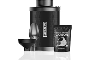AC Infinity Refillable Carbon Filter Kit 4” with Additional Refill, Odor Removal Air Scrubber For 4" Inline Fan and Ducting, Reusable Charcoal Filter for Grow Tent Grow Room Hydroponics