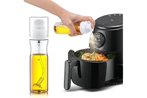 MISSOLO Oil Sprayer for Cooking, 250ml Olive Oil Sprayer, Olive Oil Mister, Oil Spray Bottle, Adjustable Spray Size for Kitchen, Air Fryer, Cooking, Barbecue, Salad, Baking (White)