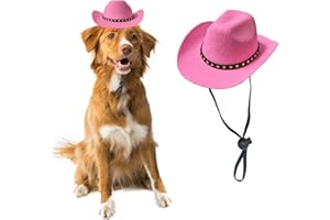 AWOCAN Dog Cowboy Hat Cat Cowboy Hat Pet Cowboy Costume Mini Cowboy Hat for Dogs Cat Holiday Halloween Pet Party Decoration (Pink, Large)