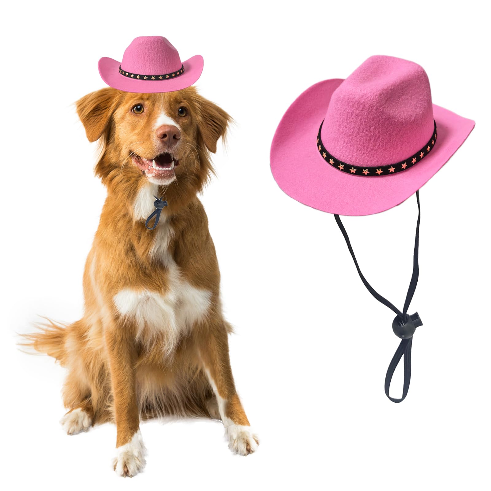 AWOCAN Dog Cowboy Hat Cat Cowboy Hat Pet Cowboy Costume Mini Cowboy Hat for Dogs Cat Holiday Halloween Pet Party Decoration (Pink, Large)
