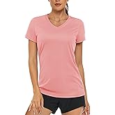 MAGCOMSEN Women's T Shirts Short Sleeve Workout Tops UPF 50+ Sun Protection V-Neck Moisture Wicking Quick Dry Tee