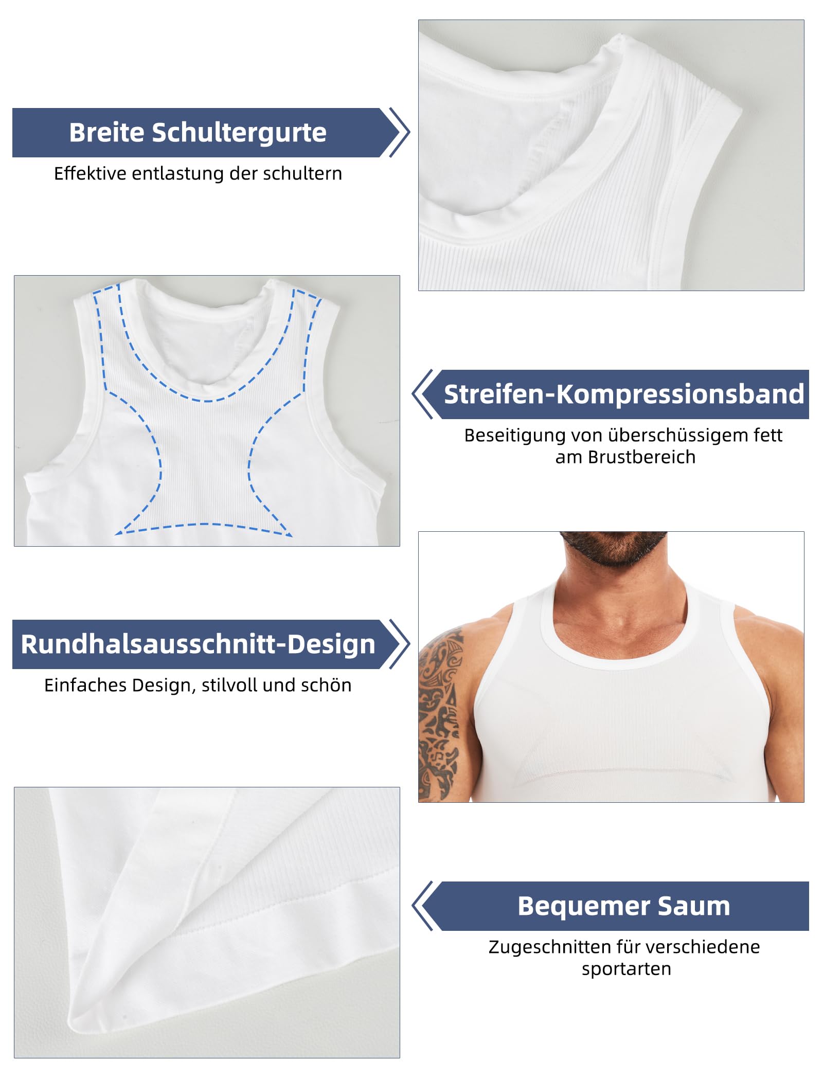 MISS MOLY Herren Kompressionsshirt Ärmellos Body Shaper Elastische Bauchweg Unterhemd Tank Top Figurformend Weste 3