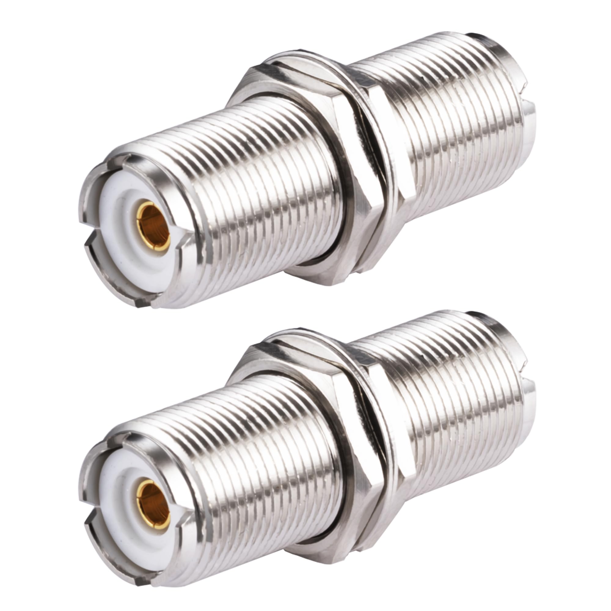 Vecys 2PCS UHF Female SO239 Bulkhead Connectors SO-239 UHF Female to Female Bulkhead Adapter PL-259 for Ham Radio