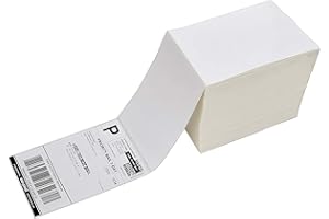 4 x 6 Direct Thermal Shipping Labels with Perforations, 1000 Fanfold Labels, Permanent Adhesive, White Mailing Labels for The